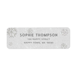 White Rhinestones Glitter Winter Snowflake Elegant Label
