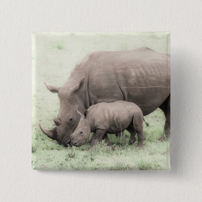 White Rhino & Baby Button (Front)