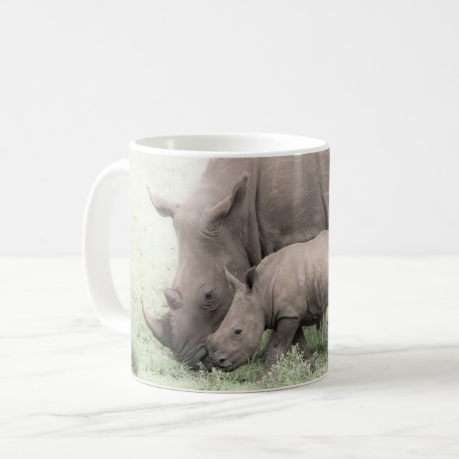 White Rhino & Baby Mug (Front Left)