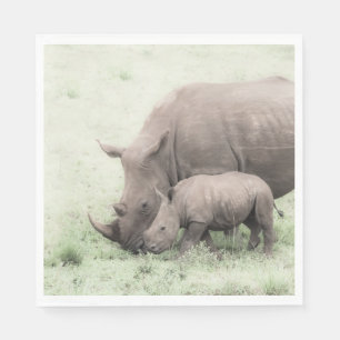 White Rhino & Baby Napkins
