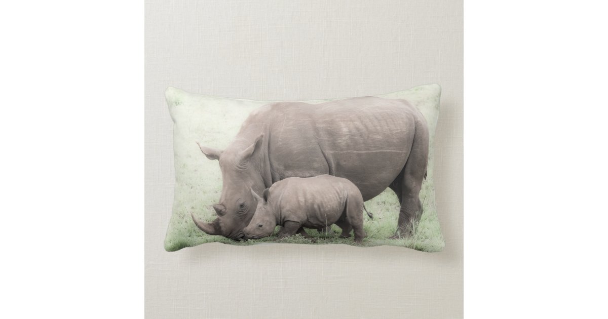 White Rhino & Baby Pillow | Zazzle.com