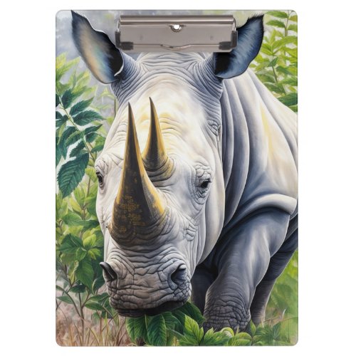 White Rhino Botanical Art  Clipboard