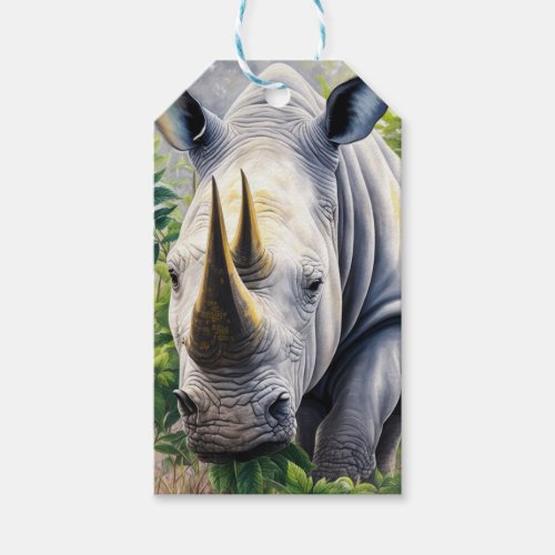 White Rhino Botanical Art  Gift Tags