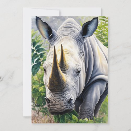 White Rhino Botanical Art  Invitation