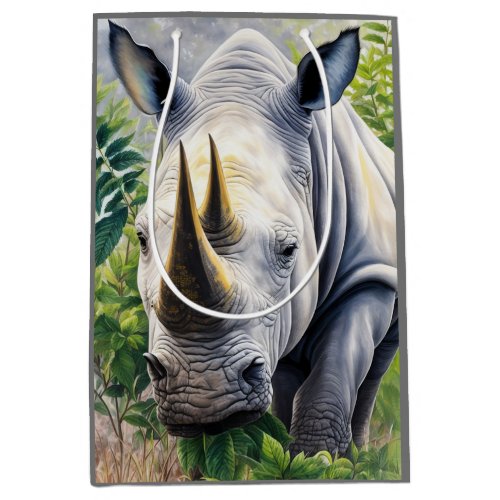 White Rhino Botanical Art  Medium Gift Bag