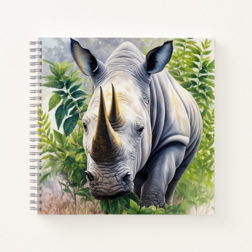 White Rhino Botanical Art  Notebook