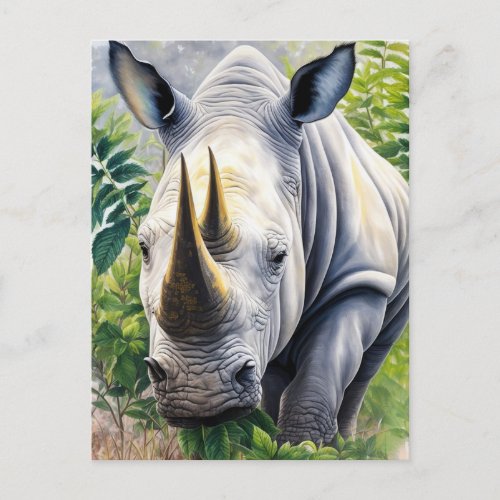White Rhino Botanical Art  Postcard