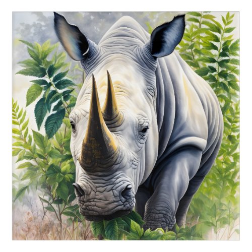 White Rhino Botanical Painting Acrylic Print