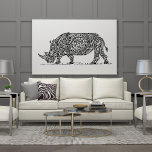 White Rhino Design Canvas Print at Zazzle