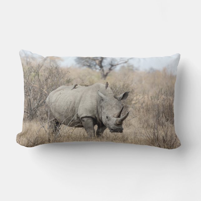 White Rhino Lumbar Pillow (Front)