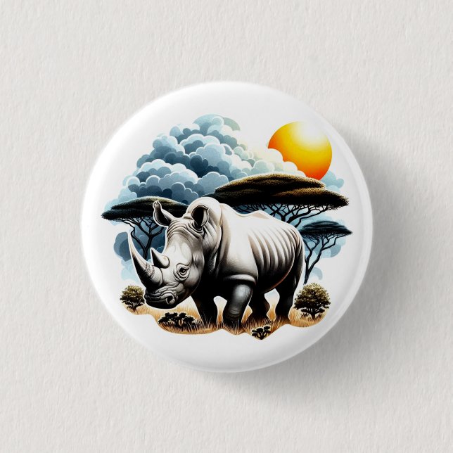 White Rhinoceros  Button (Front)
