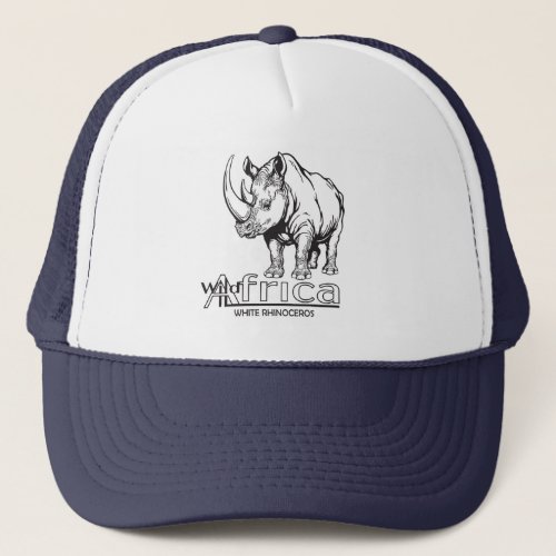 White rhinoceros or rhino Wild Africa Trucker Hat