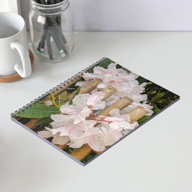 White Rhododendron and Bamboo Fence Floral Notebook (In Situ)