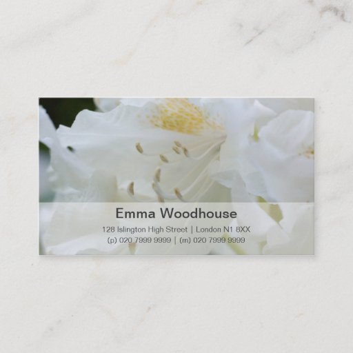 Customizable White Rhododendron | Weisse Rhododendron Business Card