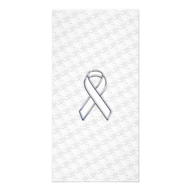 White Ribbon Awareness Applique on Houndstooth Card (Front)