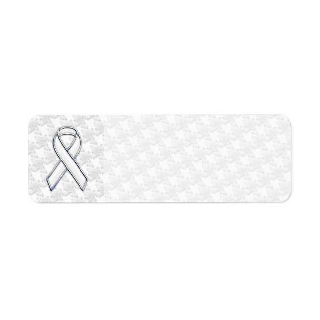 White Ribbon Awareness Applique on Houndstooth Label (Front)