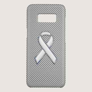 White Ribbon Awareness Carbon Fiber Print Case-Mate Samsung Galaxy S8 Case