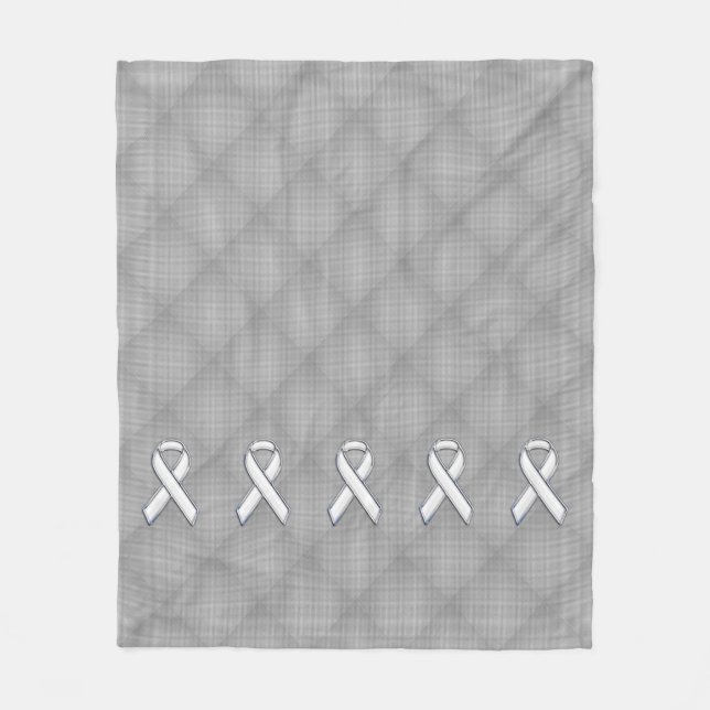 White Ribbon Awareness Carbon Fiber Print Fleece Blanket (Front)
