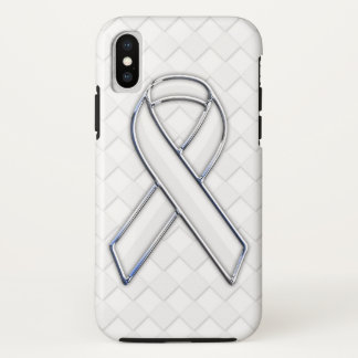 White Ribbon Awareness Checkers Style iPhone XS Case