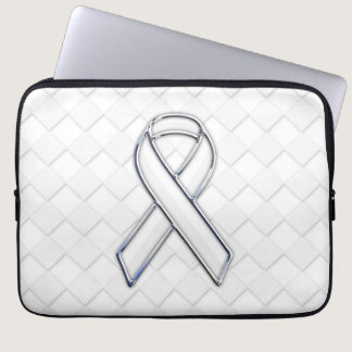 White Ribbon Awareness Checkers Style Laptop Sleeve