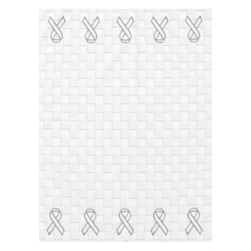 White Ribbon Awareness Checkers Style Tablecloth