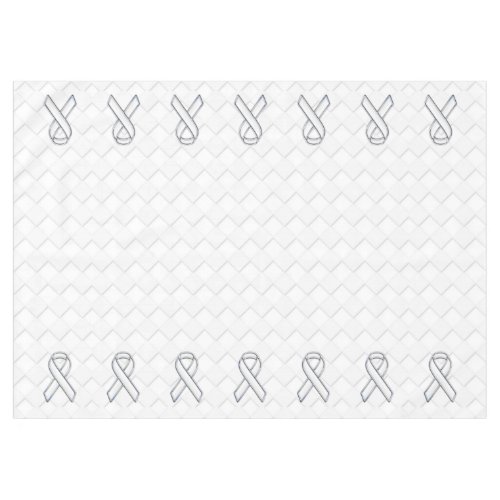 White Ribbon Awareness Checkers Style Tablecloth