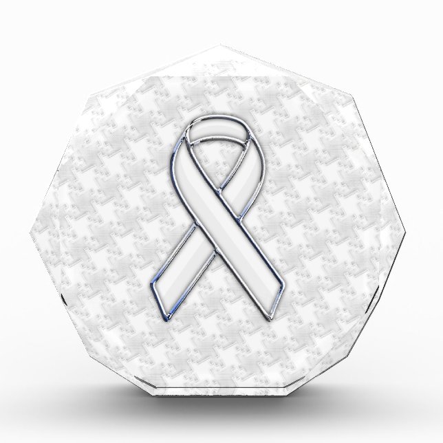 White Ribbon Awareness on Houndstooth Print Award (Front)