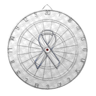 White Ribbon Awareness on Houndstooth Print Dart Board