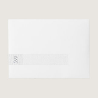White Ribbon Awareness on Houndstooth Print Wrap Around Address Label