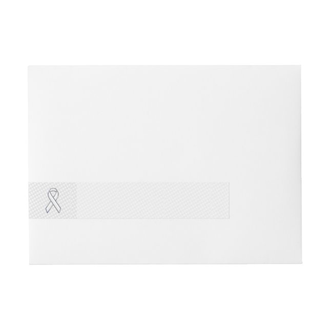 White Ribbon Awareness on Houndstooth Print Wrap Around Address Label (Front)