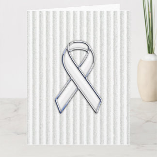 White Ribbon Awareness on Vertical Stripes Card
