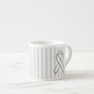 White Ribbon Awareness on Vertical Stripes Espresso Cup