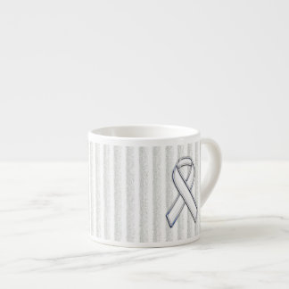 White Ribbon Awareness on Vertical Stripes Espresso Cup