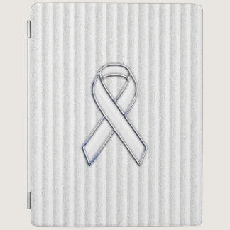 White Ribbon Awareness on Vertical Stripes iPad Smart Cover
