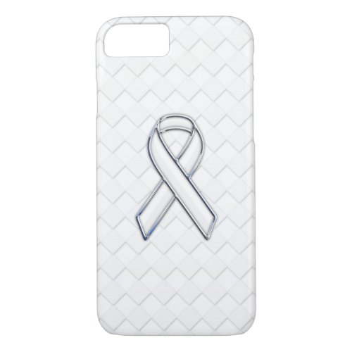 White Ribbon Awareness on White Checkers iPhone 87 Case