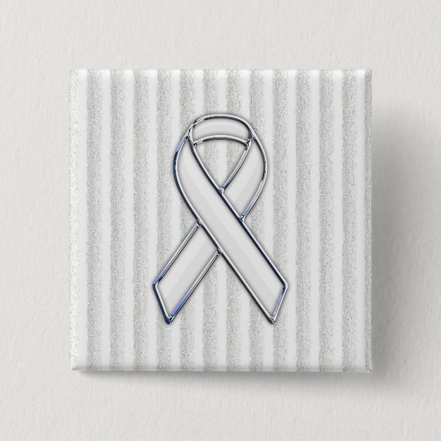 White Ribbon Awareness Stripes Button (Front)