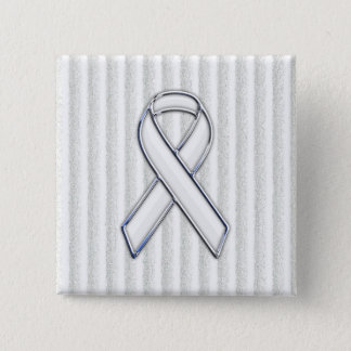 White Ribbon Awareness Stripes Button