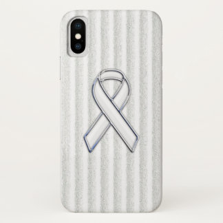 White Ribbon Awareness Stripes iPhone XS Case