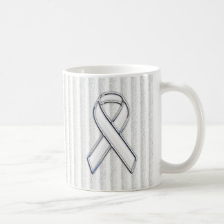 White Ribbon Awareness Stripes Coffee Mug