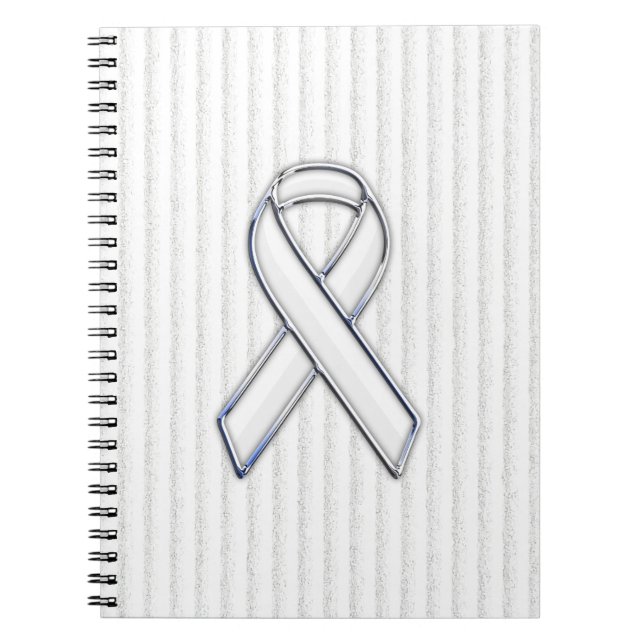 White Ribbon Awareness Stripes Notebook (Front)