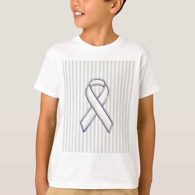 White Ribbon Awareness Stripes T-Shirt (Front)