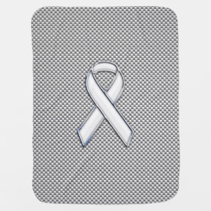 White Ribbon Awareness White Carbon Fiber Print Baby Blanket