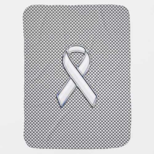 White Ribbon Awareness White Carbon Fiber Print Baby Blanket