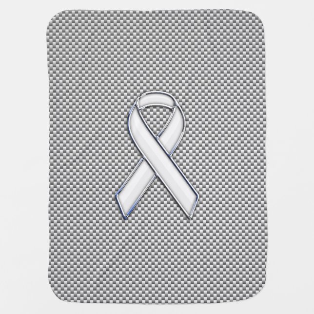 White Ribbon Awareness White Carbon Fiber Print Baby Blanket (Front)