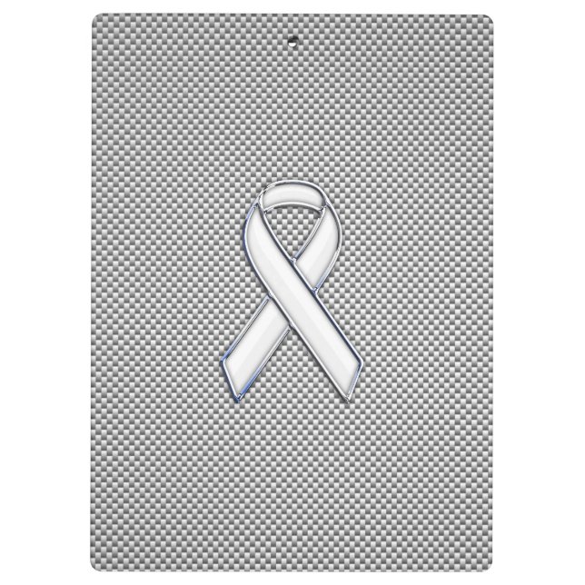 White Ribbon Awareness White Carbon Fiber Print Clipboard (Back)