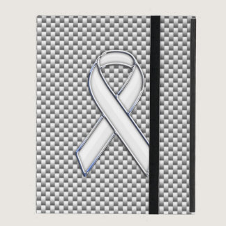 White Ribbon Awareness White Carbon Fiber Print iPad Case