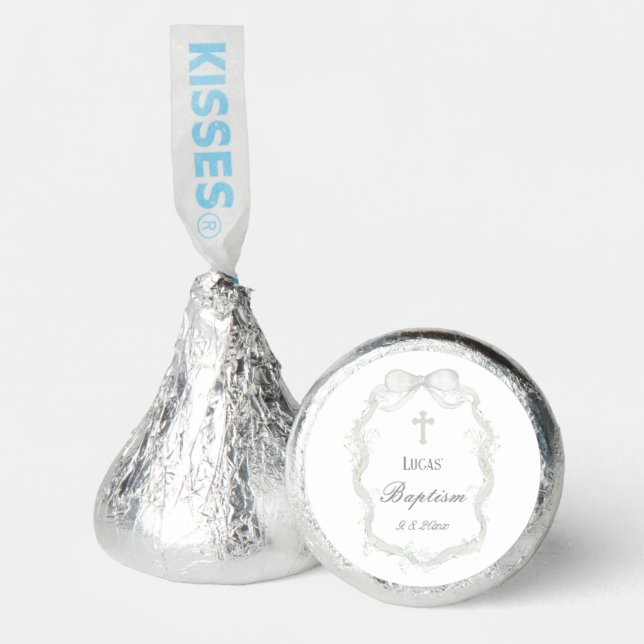 White Ribbon Baby's Breath Baptism Hershey®'s Kisses® (Front)