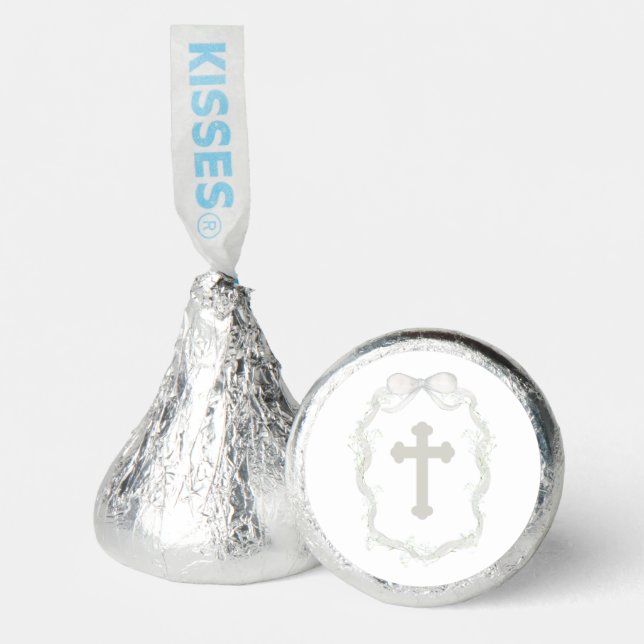 White Ribbon Baby's Breath Holy Cross Hershey®'s Kisses® (Front)