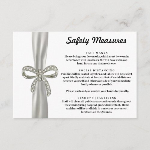 White Ribbon Diamond Bow Safety Measures Enclosure Card
