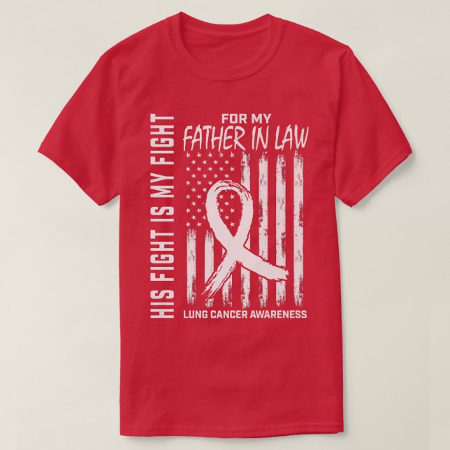 White Ribbon Father In Law Lung Cancer Awareness U T-Shirt (Design Front)